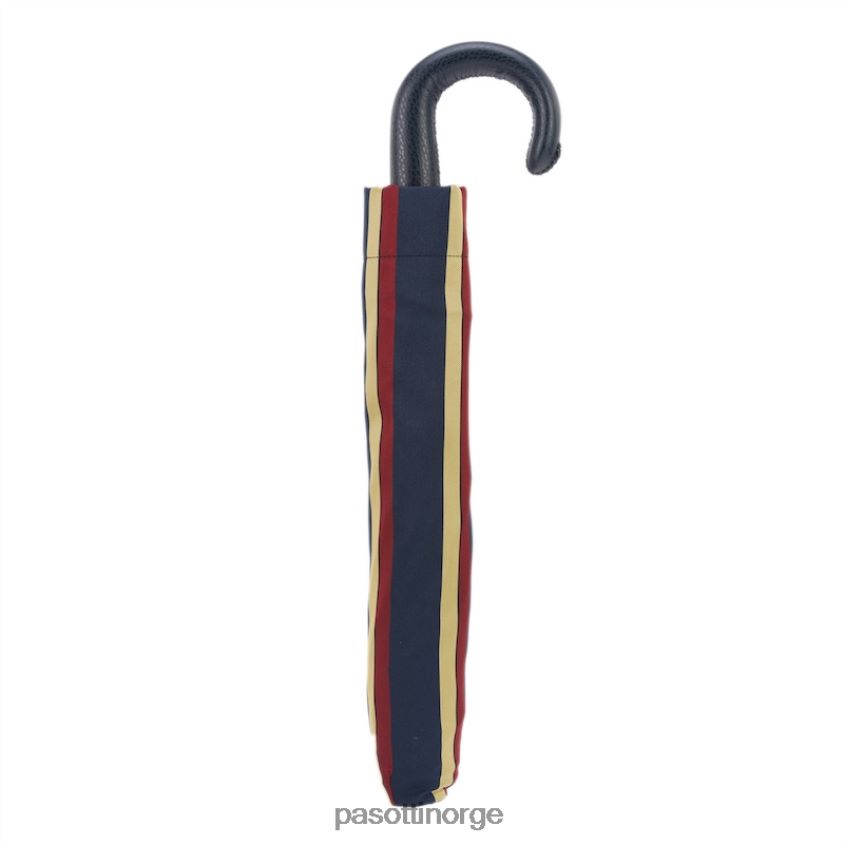 paraply | PASOTTI 64 alfred-1 p - stripet sammenleggbar paraply, skinnhåndtak 8B6Z26184 menn