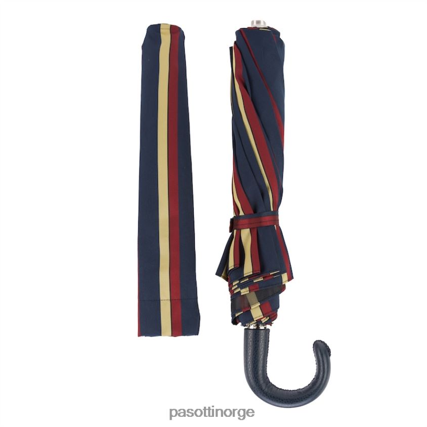 paraply | PASOTTI 64 alfred-1 p - stripet sammenleggbar paraply, skinnhåndtak 8B6Z26184 menn