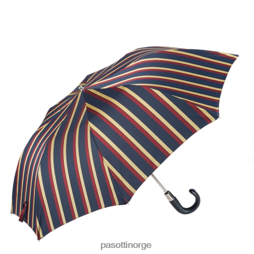 paraply | PASOTTI 64 alfred-1 p - stripet sammenleggbar paraply, skinnhåndtak 8B6Z26184 menn