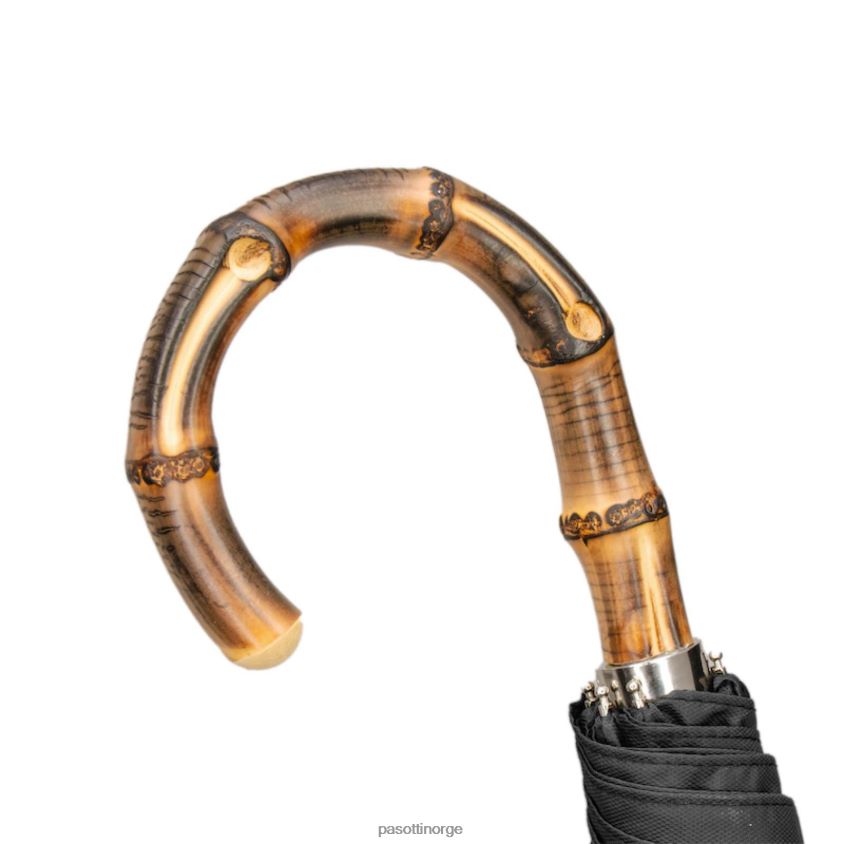 paraply | PASOTTI 64 oxf-18 b - sammenleggbar svart paraply og whangee håndtak 8B6Z26187 menn