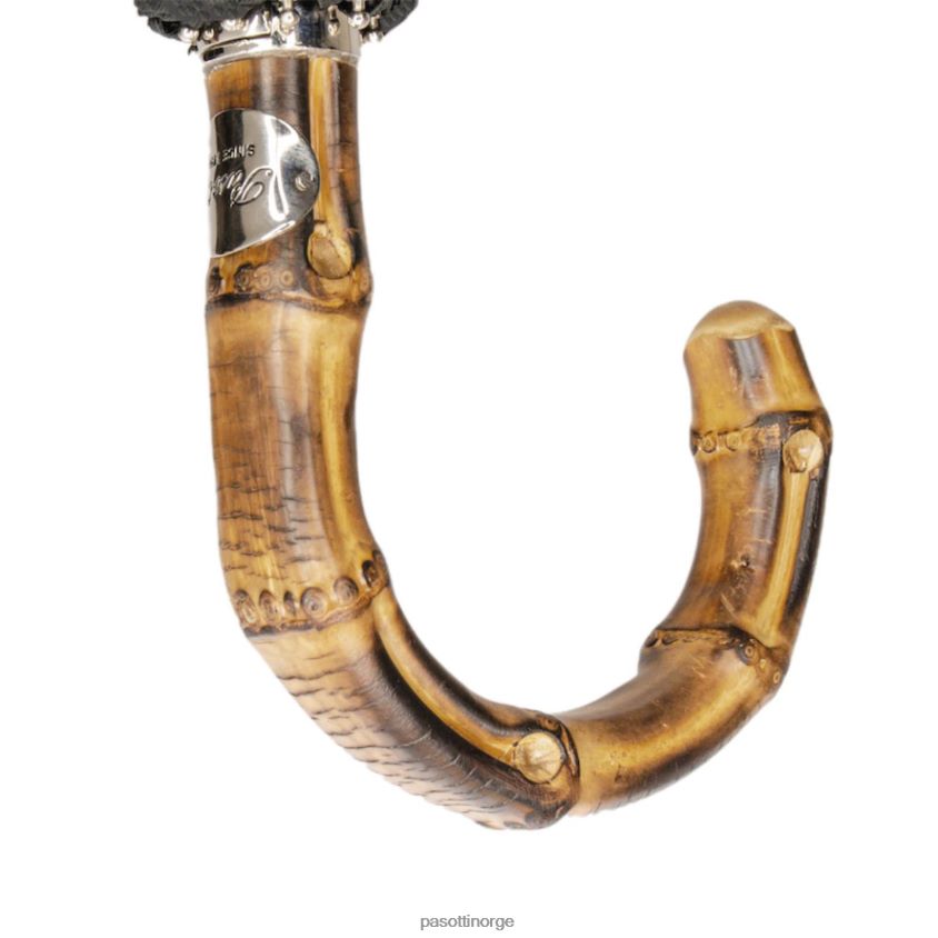 paraply | PASOTTI 64 oxf-18 b - sammenleggbar svart paraply og whangee håndtak 8B6Z26187 menn