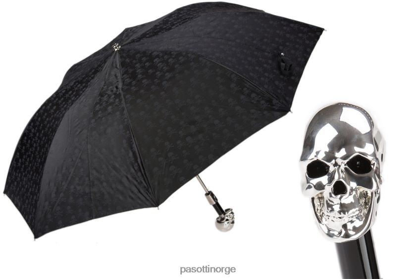 paraply | PASOTTI 64 pnt w33 - hodeskaller print sølv skull paraply 8B6Z26173 menn