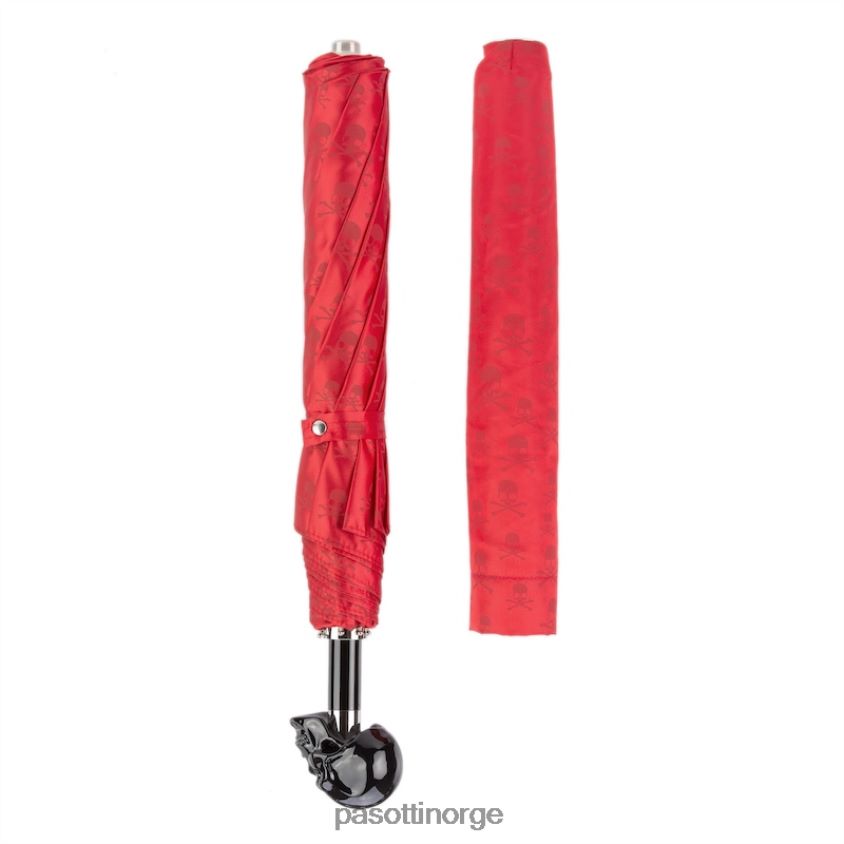 paraply | PASOTTI 64 prt w33ne - rød sammenleggbar paraply med svart hodeskallehåndtak 8B6Z26167 menn