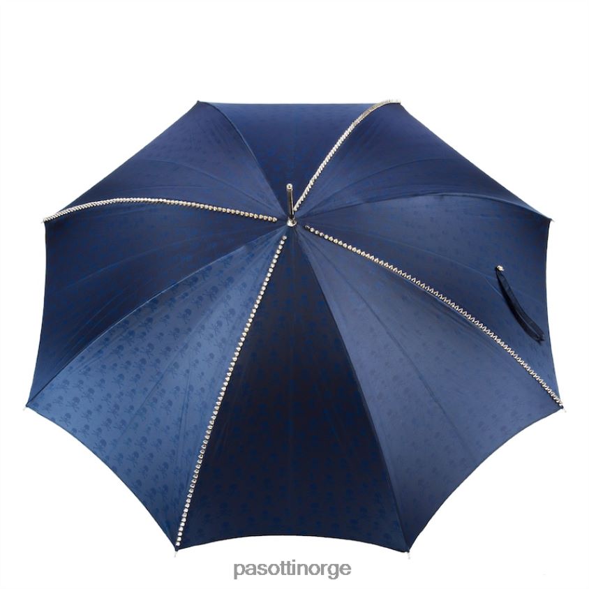 paraply | PASOTTI 416nt pbt w33pb - marineblå paraply med pigger og sølvhodeskallehåndtak 8B6Z2652 menn