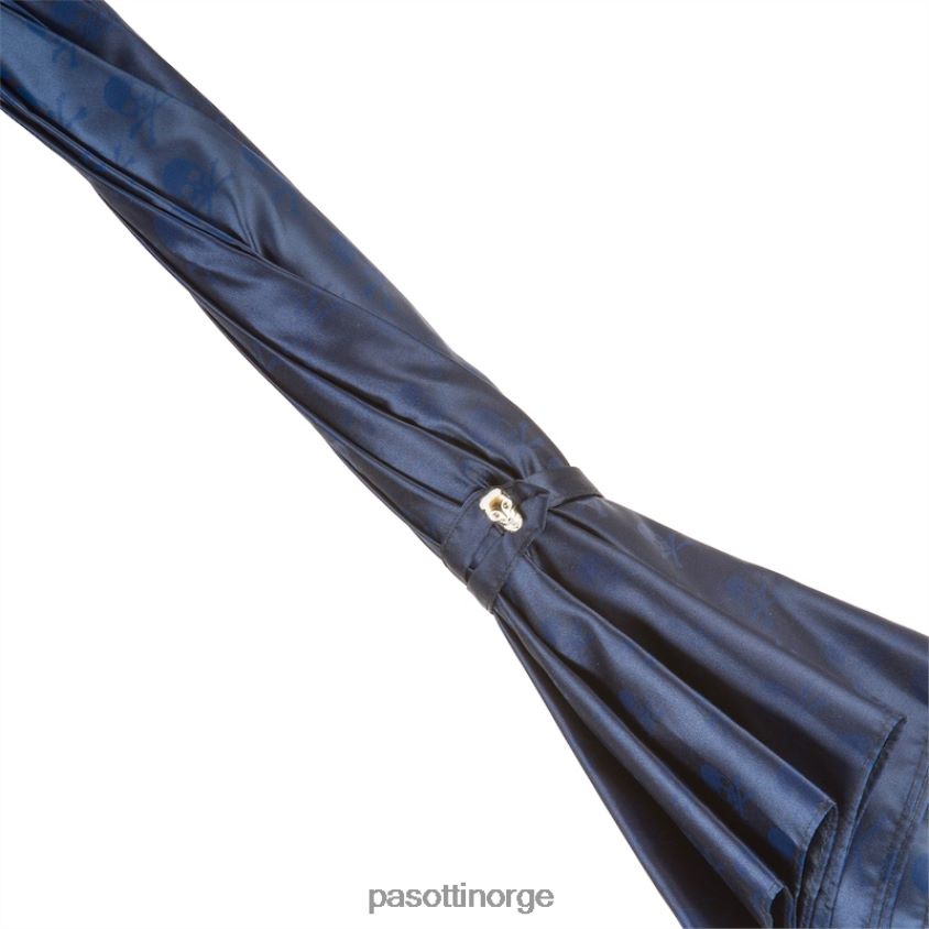 paraply | PASOTTI 416nt pbt w33pb - marineblå paraply med pigger og sølvhodeskallehåndtak 8B6Z2652 menn
