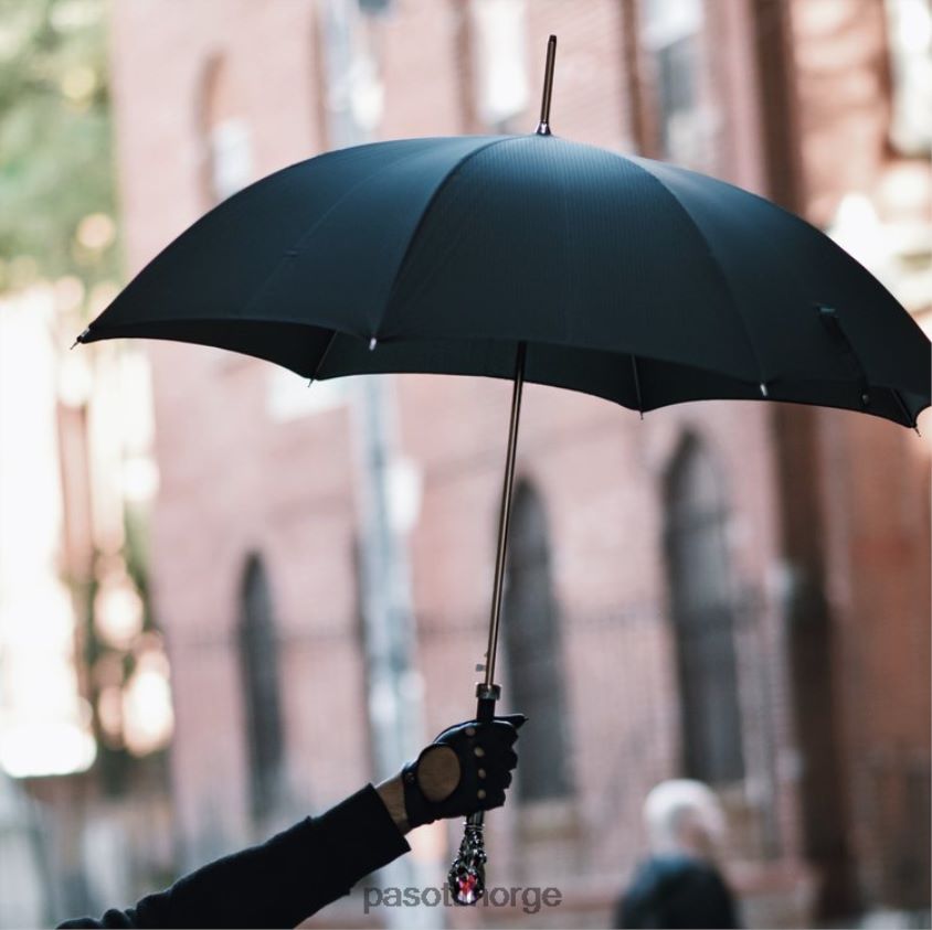 paraply | PASOTTI 478 6768-1 w68 - svart paraply med luksuriøst rødt perlehåndtak 8B6Z266 menn