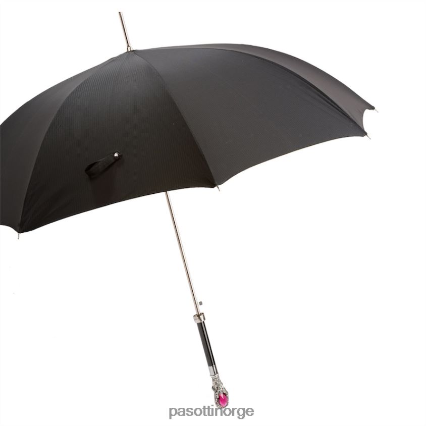 paraply | PASOTTI 478 6768-1 w68 - svart paraply med luksuriøst rødt perlehåndtak 8B6Z266 menn