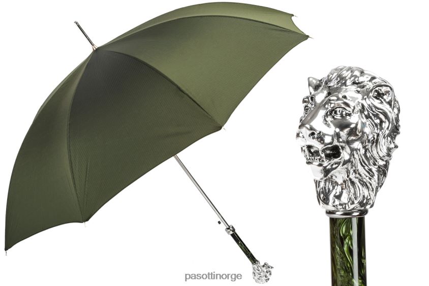paraply | PASOTTI 478 6768-6 w37pv - grønn paraply, sølv løvehåndtak 8B6Z2679 menn