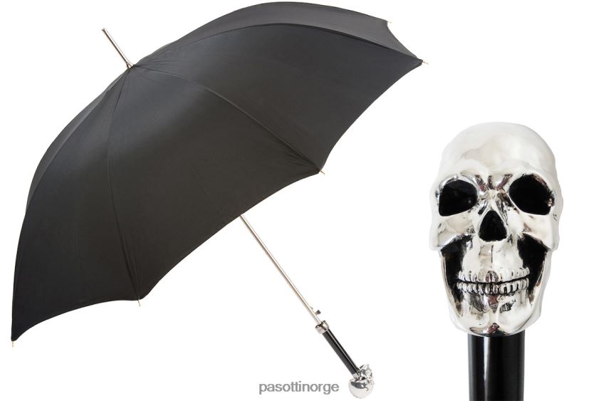 paraply | PASOTTI 478fa oxf-18 w33 - hodeskalleparaply i sølv 8B6Z2643 menn