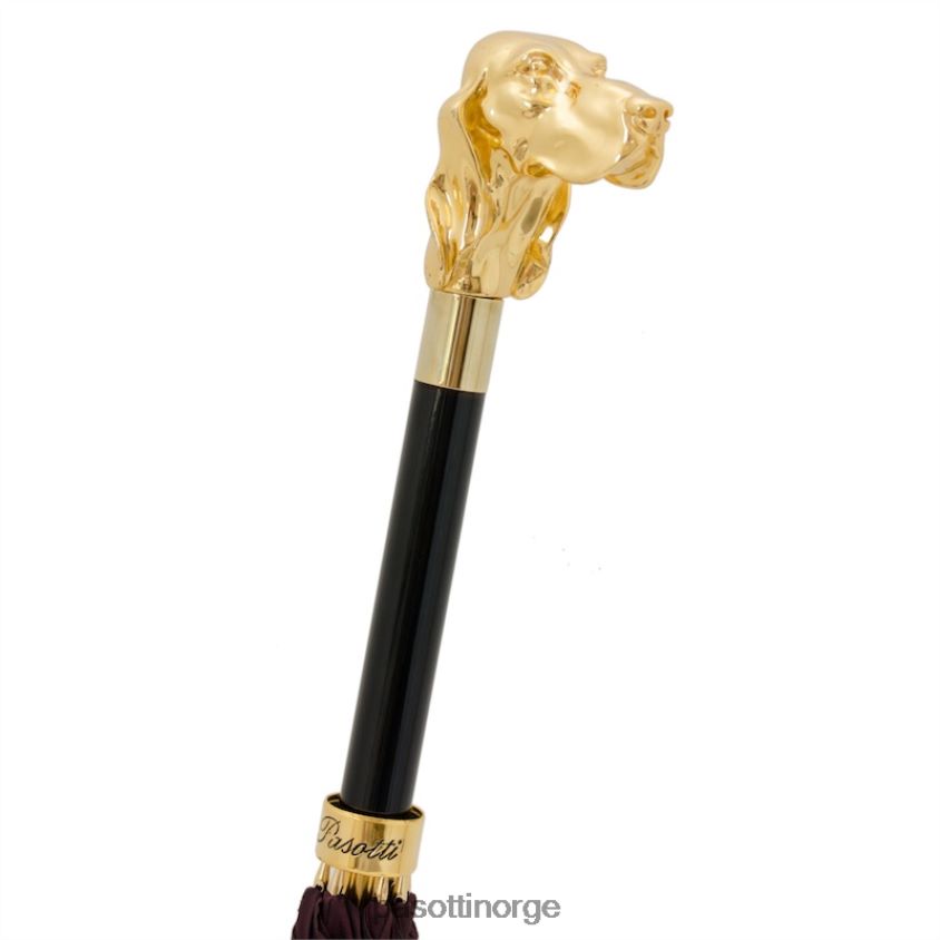 paraply | PASOTTI 479fa oxf-15 w40 - burgunder paraply med gullhund 8B6Z2621 menn