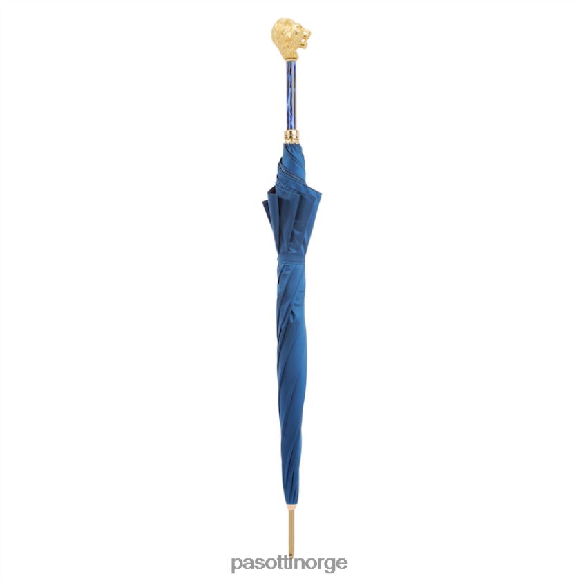 paraply | PASOTTI 479fa oxf-8 w37pb - blå paraply med gullløvehåndtak 8B6Z2623 menn