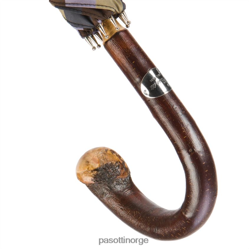 paraply | PASOTTI 142 6496-12 cbr - solid kastanjestripet paraply med knottende 8B6Z26102 menn