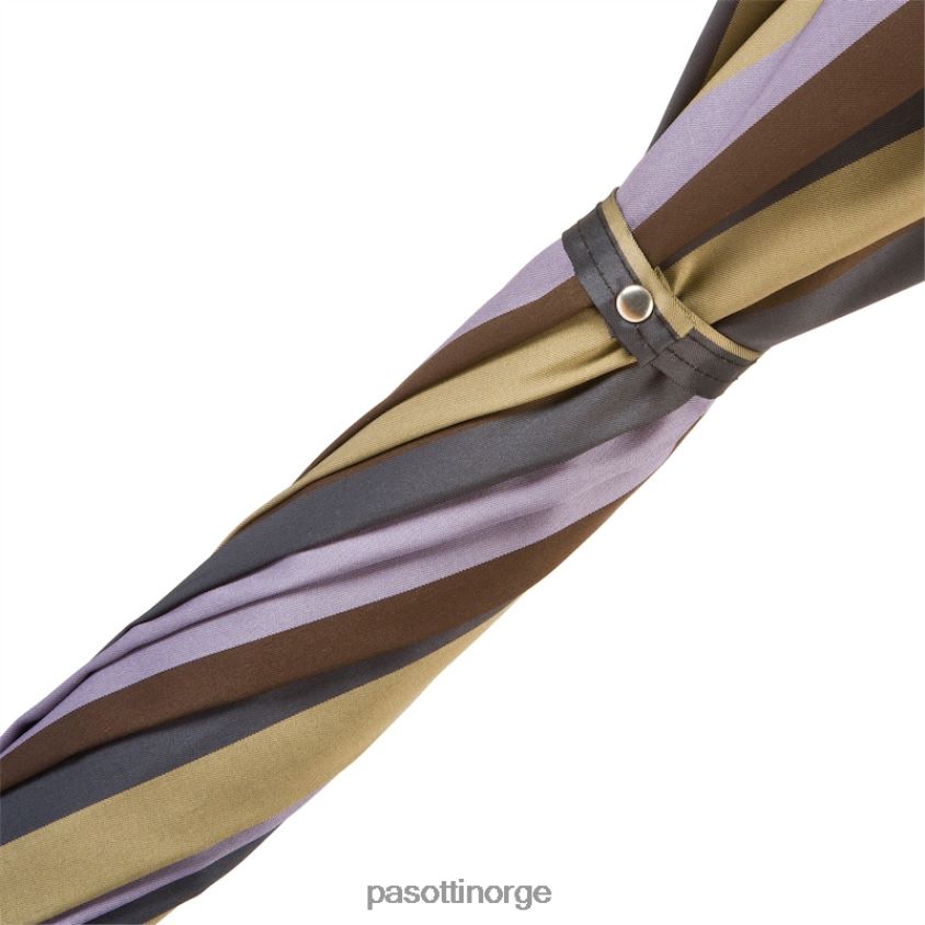 paraply | PASOTTI 142 6496-12 cbr - solid kastanjestripet paraply med knottende 8B6Z26102 menn