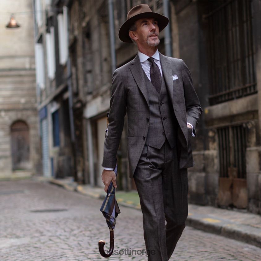 paraply | PASOTTI 142 6496-12 cbr - solid kastanjestripet paraply med knottende 8B6Z26102 menn