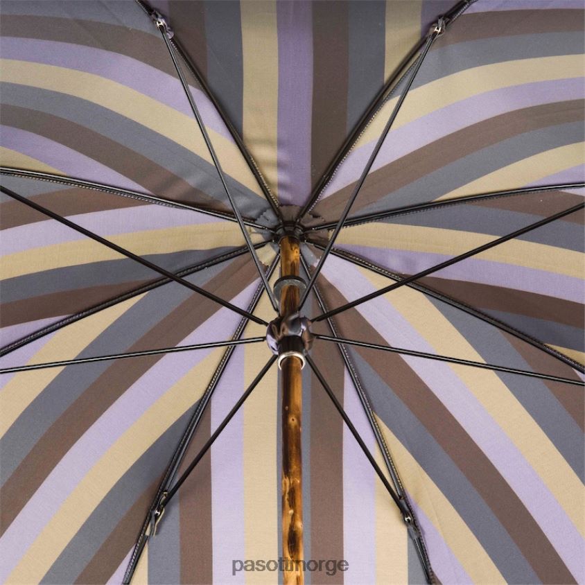 paraply | PASOTTI 142 6496-12 cbr - solid kastanjestripet paraply med knottende 8B6Z26102 menn