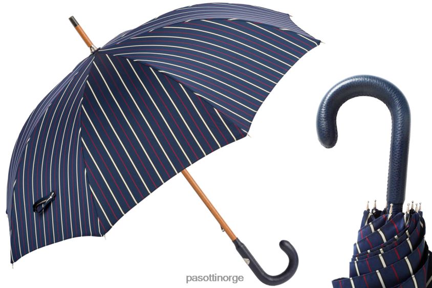 paraply | PASOTTI 142 bruce-1 p - skreddersydd paraply, marine håndtak i skinn 8B6Z26138 menn