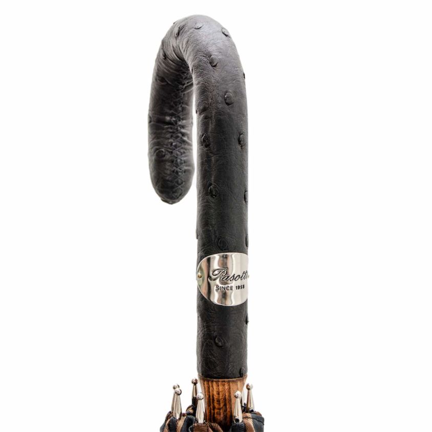 paraply | PASOTTI 142 conrad-8 s - stor stripete paraply med håndtak av strutsskinn 8B6Z26143 menn