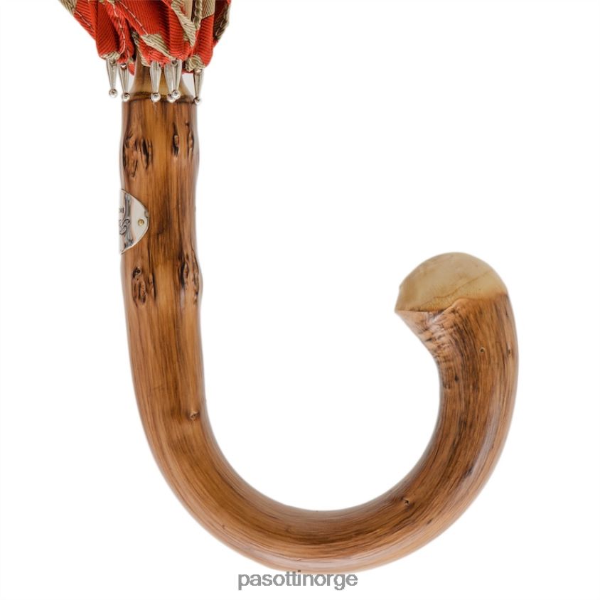 paraply | PASOTTI 142 esag-9 cr - stoffparaply med sekskanttrykk, kastanjehåndtak 8B6Z26151 menn