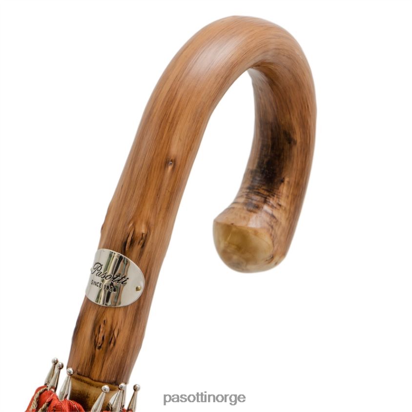 paraply | PASOTTI 142 esag-9 cr - stoffparaply med sekskanttrykk, kastanjehåndtak 8B6Z26151 menn