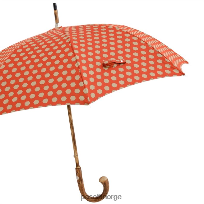 paraply | PASOTTI 142 esag-9 cr - stoffparaply med sekskanttrykk, kastanjehåndtak 8B6Z26151 menn