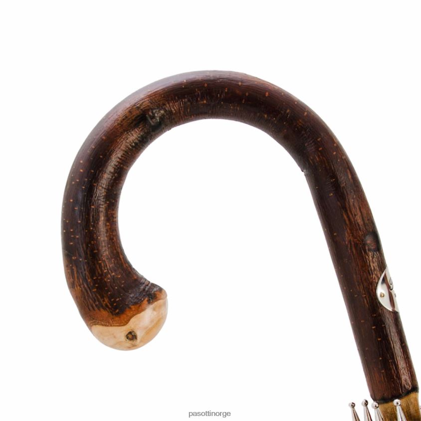 paraply | PASOTTI 142 milford-6 cbr - solid kastanjestripet paraply med knottende 8B6Z2695 menn