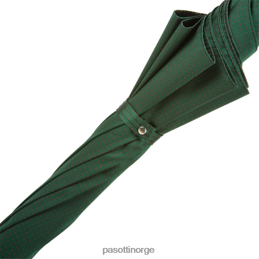 paraply | PASOTTI 142 pto cn9 cbr - mørkegrønn treparaply med røde prikker 8B6Z26142 menn