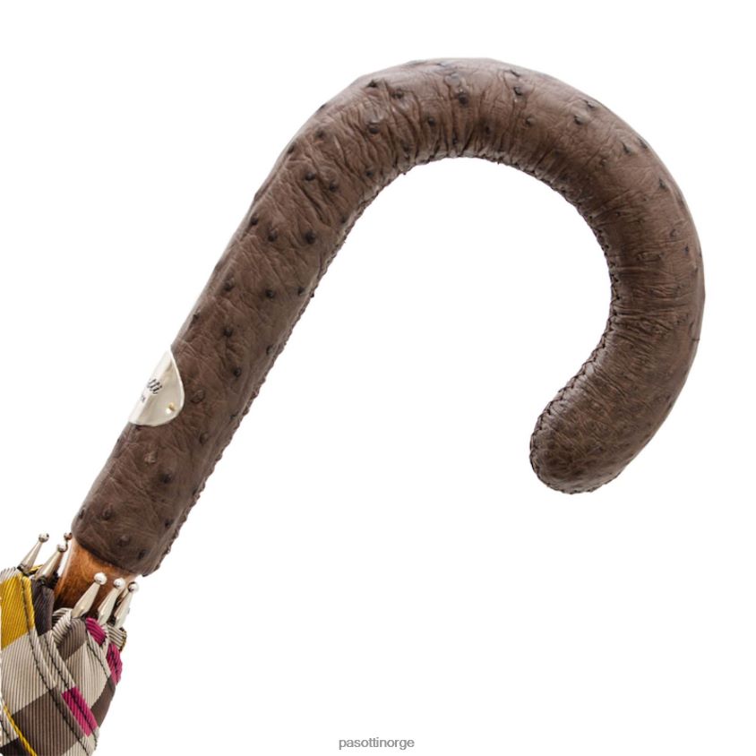 paraply | PASOTTI 142 venez-4 s - stripet paraply med håndtak av strutsskinn 8B6Z2697 menn