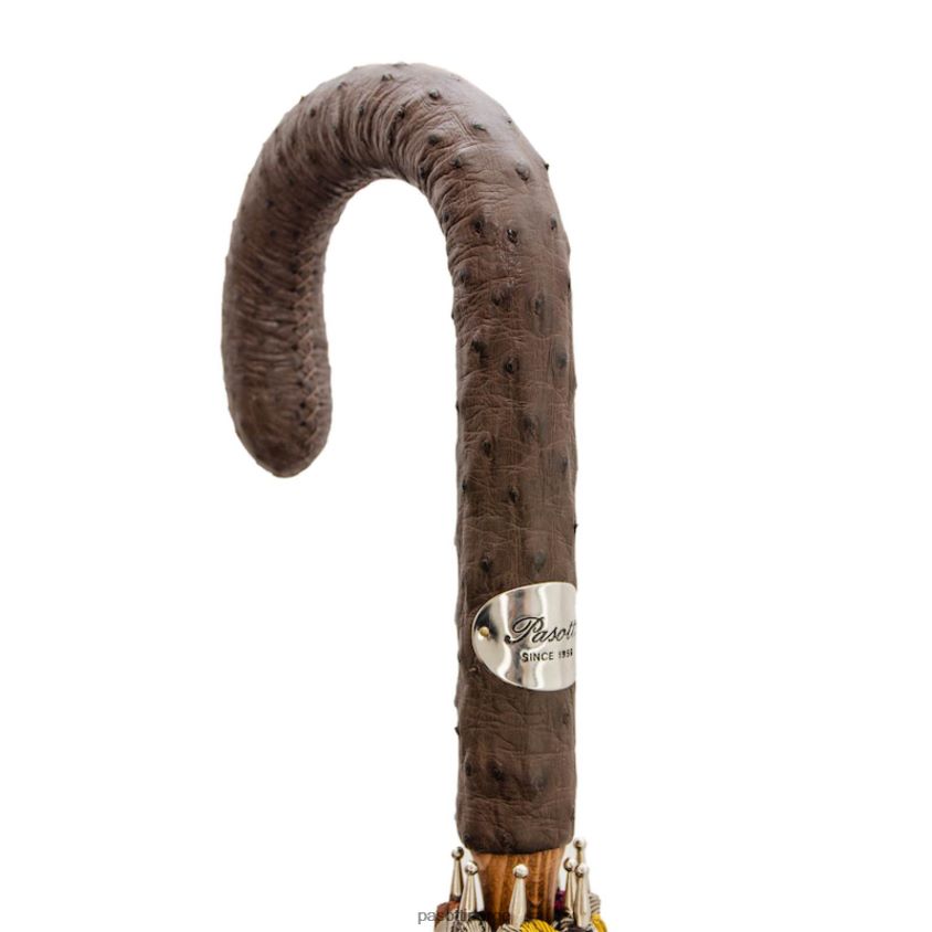 paraply | PASOTTI 142 venez-4 s - stripet paraply med håndtak av strutsskinn 8B6Z2697 menn
