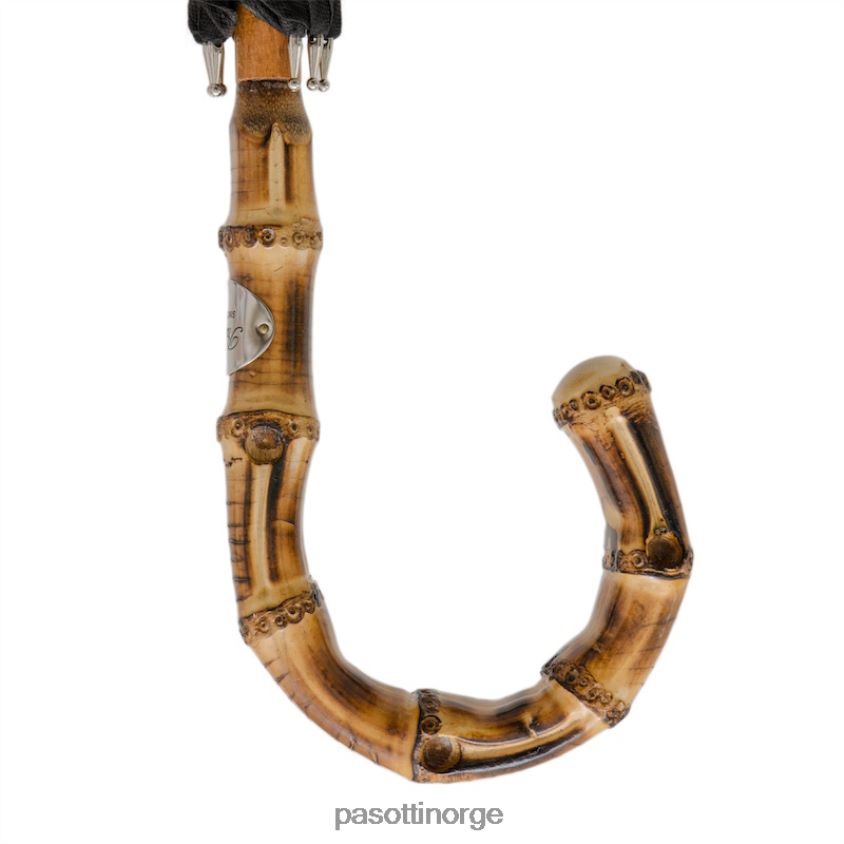 paraply | PASOTTI 476f oxf-18 b - oxford svart paraply med bambushåndtak 8B6Z26101 menn