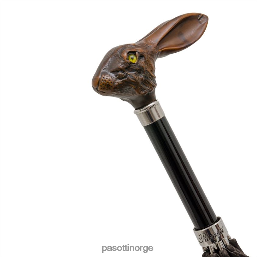 paraply | PASOTTI 478 oxf-17 113 - brun paraply med kaninhåndtak 8B6Z26118 menn