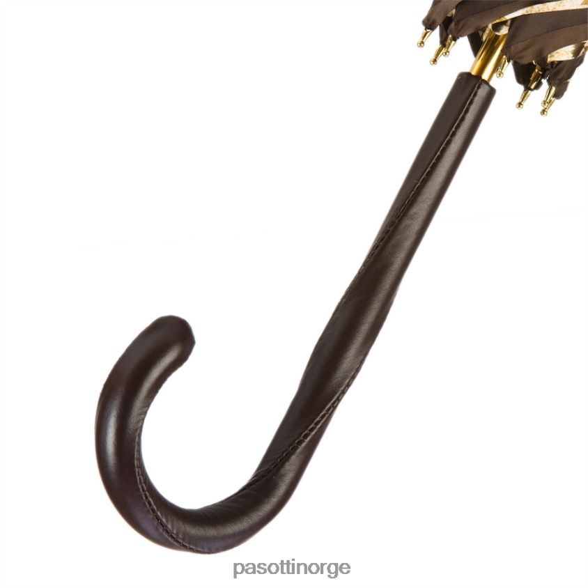 paraply | PASOTTI 189 1409-61 z16 - brun paraply med tigerstripet interiør, dobbel klut 8B6Z26421 unisex