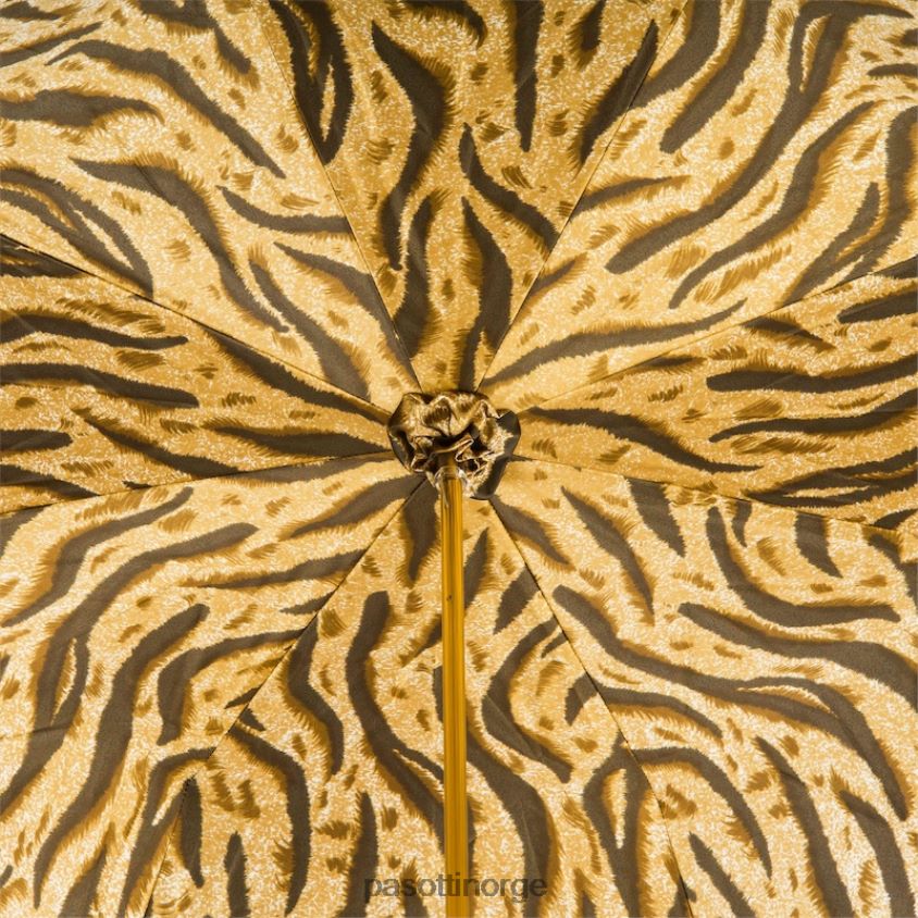 paraply | PASOTTI 189 1409-61 z16 - brun paraply med tigerstripet interiør, dobbel klut 8B6Z26421 unisex