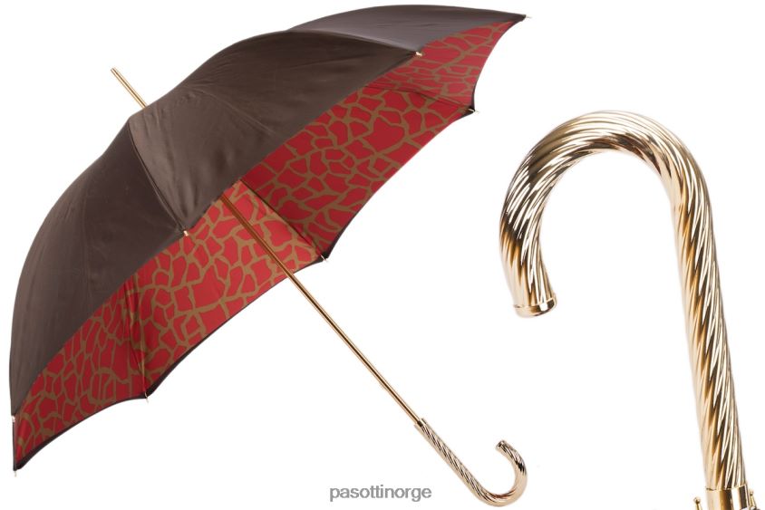 paraply | PASOTTI 189 21029-21 g2 - paraply med rødt girafftrykk interiør, dobbel klut 8B6Z26420 unisex