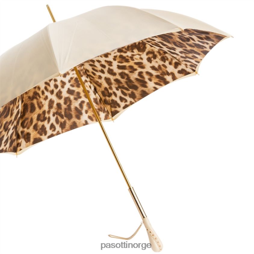 paraply | PASOTTI 189 52417-11 z5 - kremhvit paraply med leopardmønster, dobbel klut 8B6Z26424 unisex