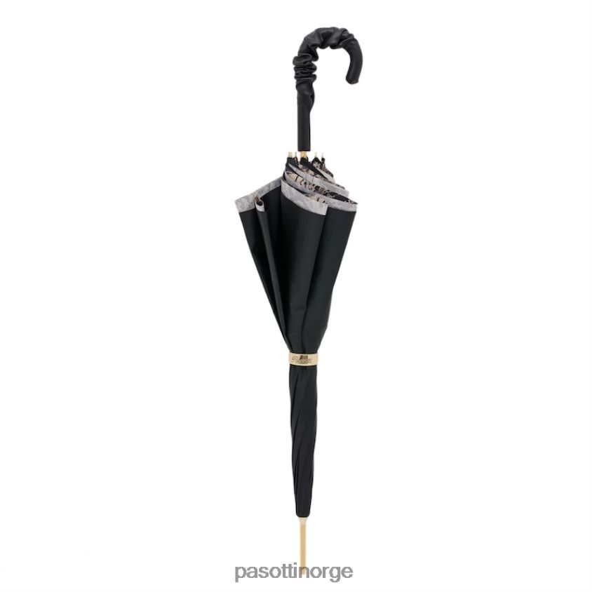 paraply | PASOTTI 189 55651-93 a35 - paraply med slangetrykk med rynket skinnhåndtak 8B6Z26413 unisex