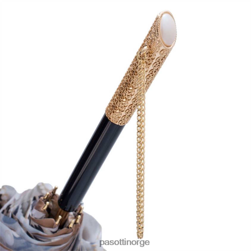 paraply | PASOTTI 189 5a003-31 u5 - paraply med lyse gullperler med trykk, dobbel klut 8B6Z26433 unisex