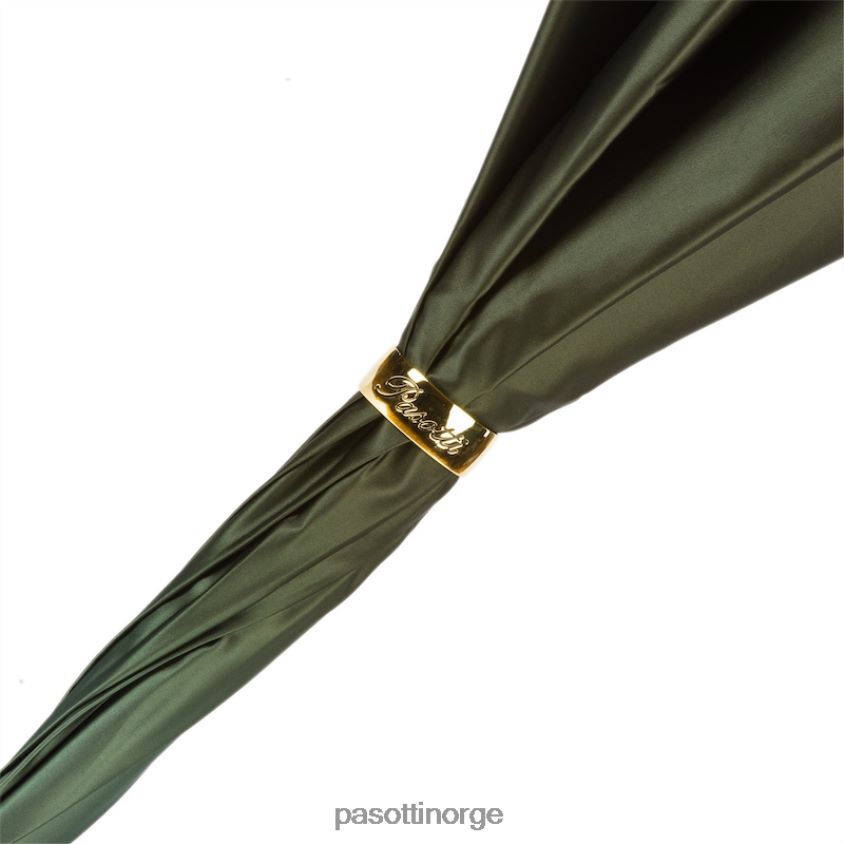 paraply | PASOTTI 189 90115-5 a35 - leopardmønster olivengrønn paraply med rynket skinnhåndtak 8B6Z26418 unisex