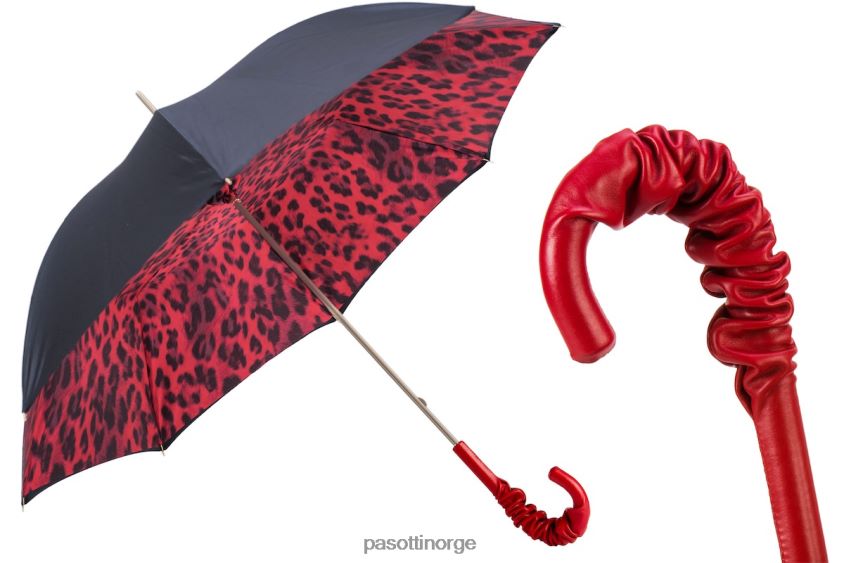 paraply | PASOTTI 189n 52417-21 a35 - paraply med rød leopardmønster, dobbel klut 8B6Z26428 unisex