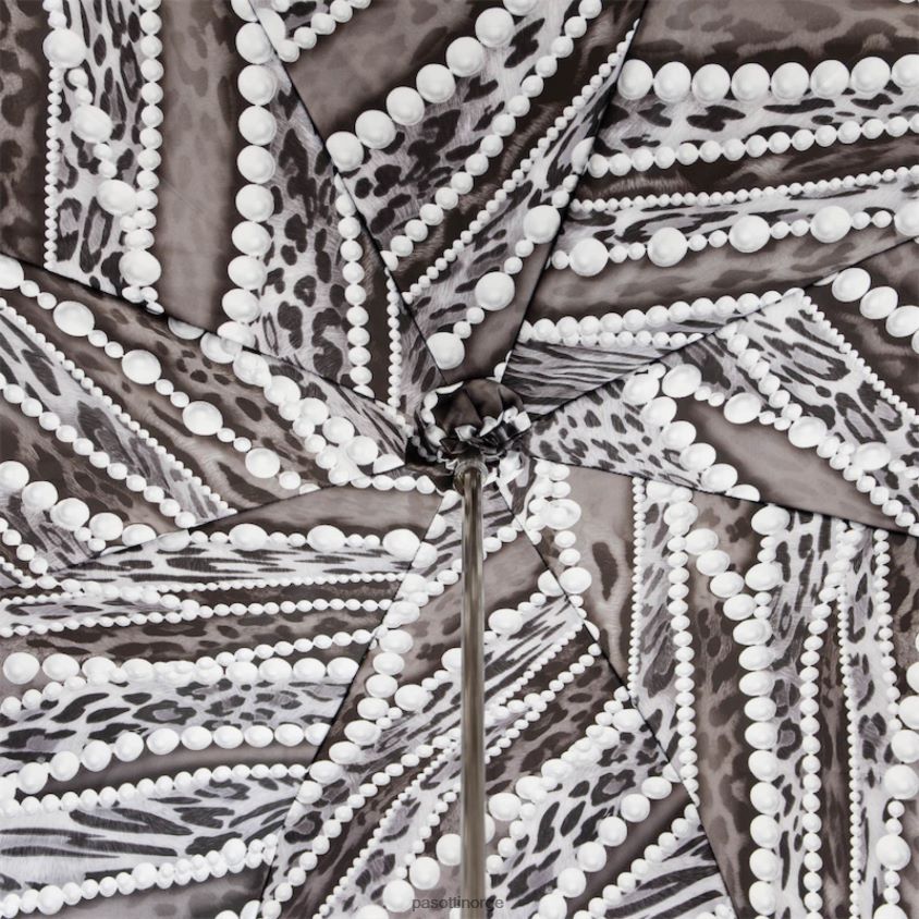 paraply | PASOTTI 189n 5a003-34 g2 - paraply med grå perler og leopardavtrykk 8B6Z26404 unisex
