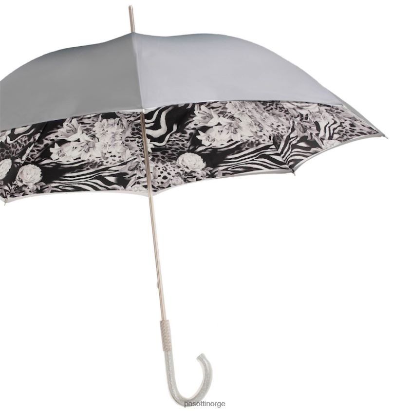 paraply | PASOTTI 189n 9c458-9 p34 - paraply animalier med sølvroser 8B6Z26422 unisex
